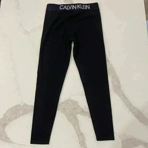 Calvin Klein Lounge Leggings Women’s Small Cotton Wide Elastic Waistband w/ Logo - Picture 4 of 7